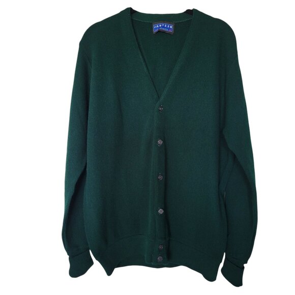 Jantzen Other - Vintage Jantzen Sweater Men's Medium Green Cardigan Grandpa Button Up USA *FLAW*